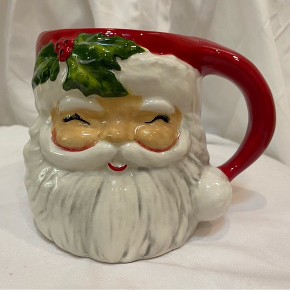 Blue Sky Clay Works Merry Christmas Santa Mug Set 2023 Winking Santa Cups Cocoa - Picture 2 of 8